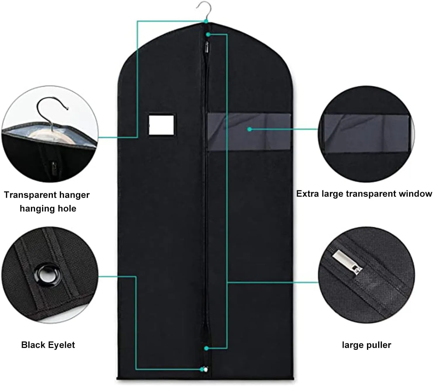 Sleek Black Suit Bags - 4-Pack, Waterproof and Dustproof, Designed for Convenient Storage and Travel (100x60cm-black)