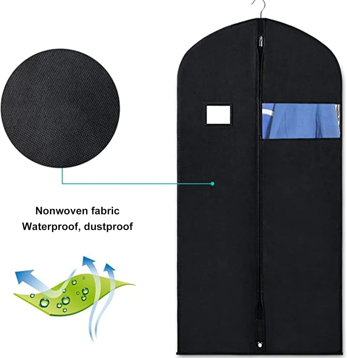 Sleek Black Suit Bags - 4-Pack, Waterproof and Dustproof, Designed for Convenient Storage and Travel (100x60cm-black)