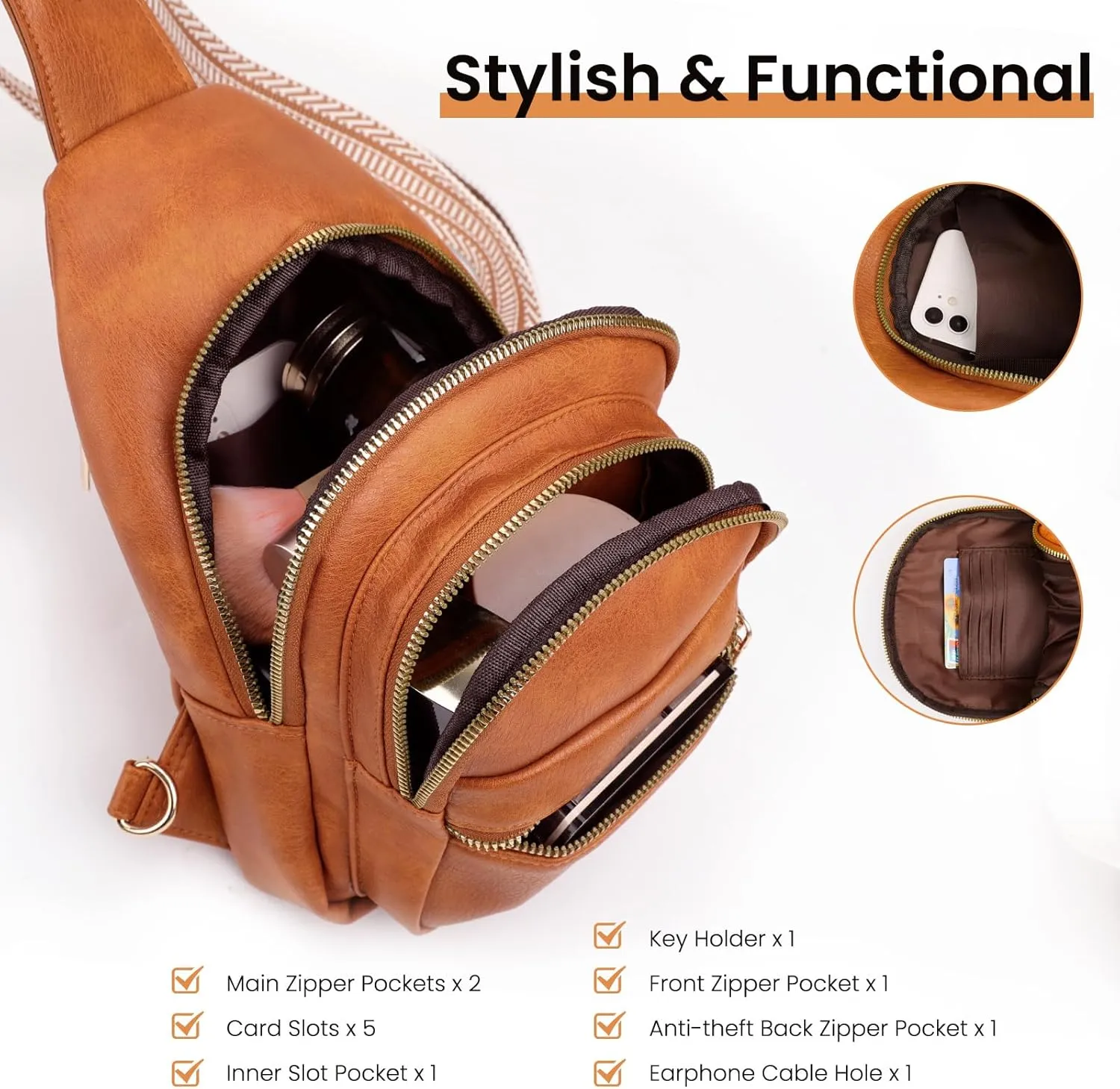 Sling Bag, Crossbody Bags for Women, Faux Leather Fanny Pack Cross Body Bag, Purses for Women Trendy