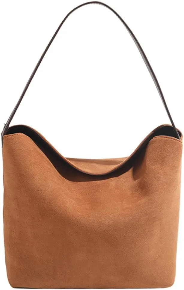 Slouchy Tote Bag for Women Faux Suede Leather Shoulder Purse Vintage Soft Handbag Small Top Handle Satchels