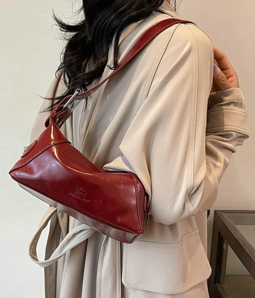 Small Vegan Leather Shoulder Bag for Women Y2k Dumpling Tote Purses Ladies Trendy Handbags Underarm Satchels