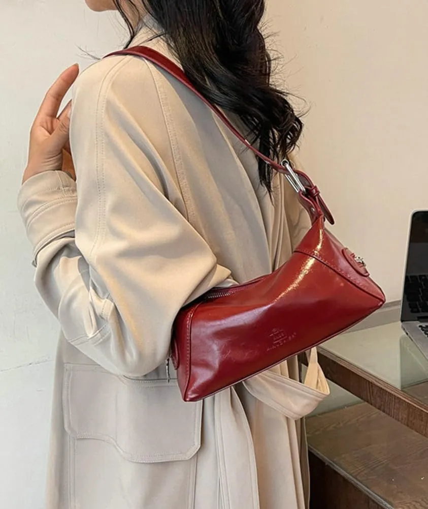 Small Vegan Leather Shoulder Bag for Women Y2k Dumpling Tote Purses Ladies Trendy Handbags Underarm Satchels