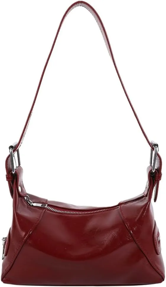 Small Vegan Leather Shoulder Bag for Women Y2k Dumpling Tote Purses Ladies Trendy Handbags Underarm Satchels