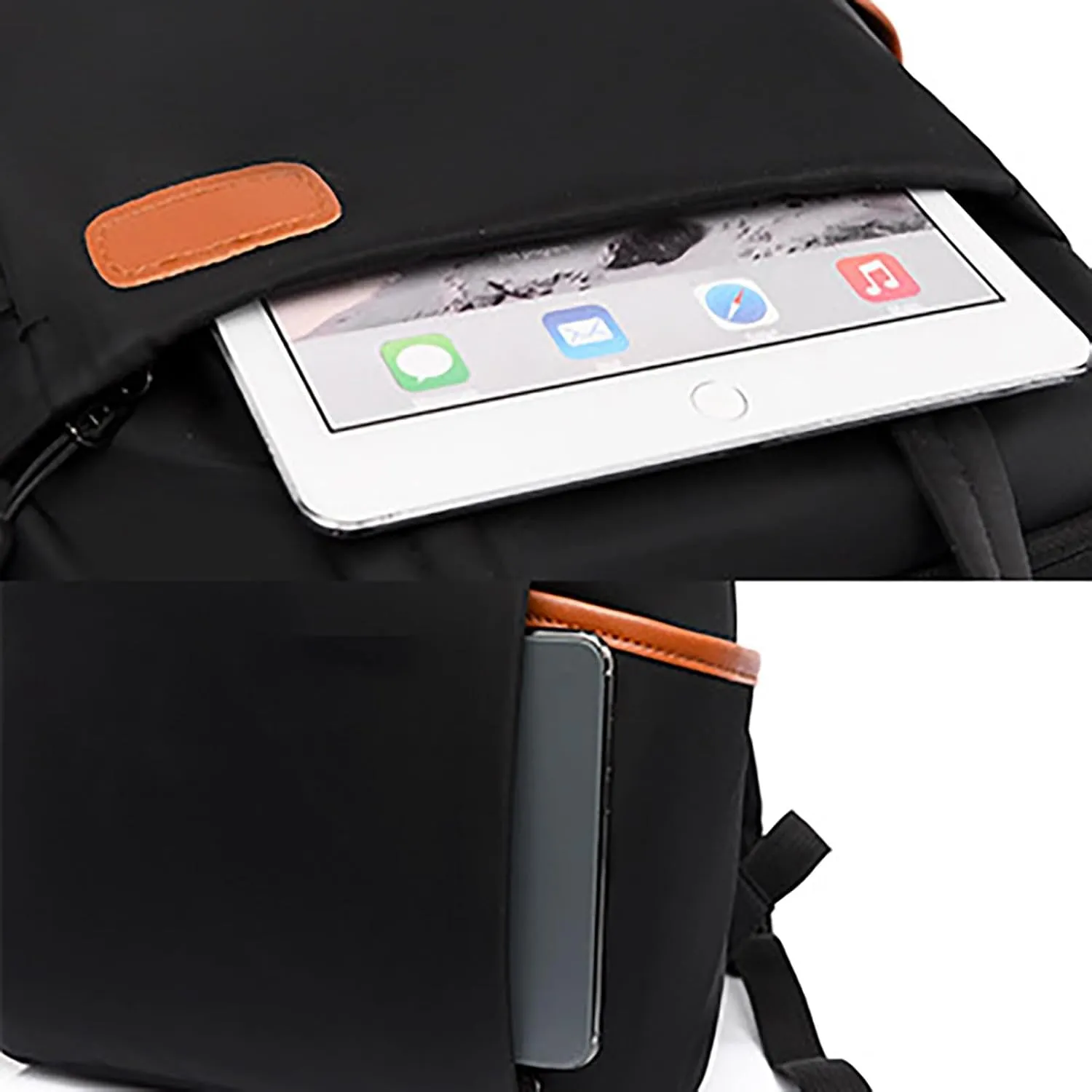 Soft Leather Purses for Women Practical Zipper Casual Purpose Tote Backpacks Outdoor Travel Backpack for Girls(Black)