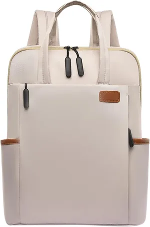 Soft Leather Purses for Women Practical Zipper Casual Purpose Tote Backpacks Outdoor Travel Backpack for Girls(White)