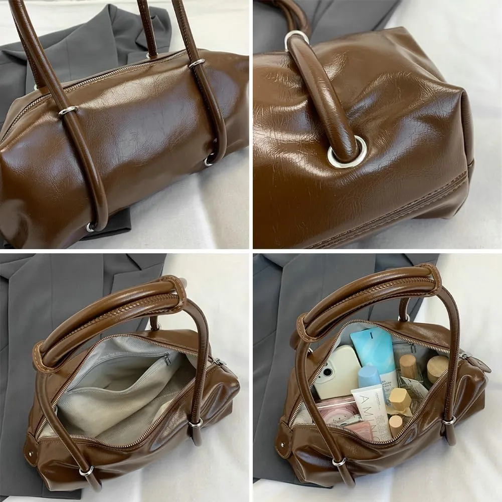 Soft Vegan Leather Shoulder Bag for Women Vintage Large Tote Purse Y2K Underarm Handbags Satchels