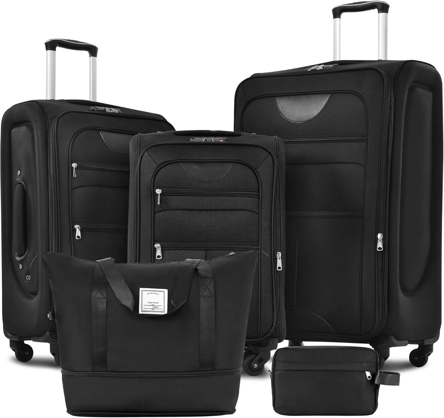 Softside Luggage Expandable 3 Piece Set with Duffel Bag - Spinner Wheel Suitcase, Lightweight Travel Set