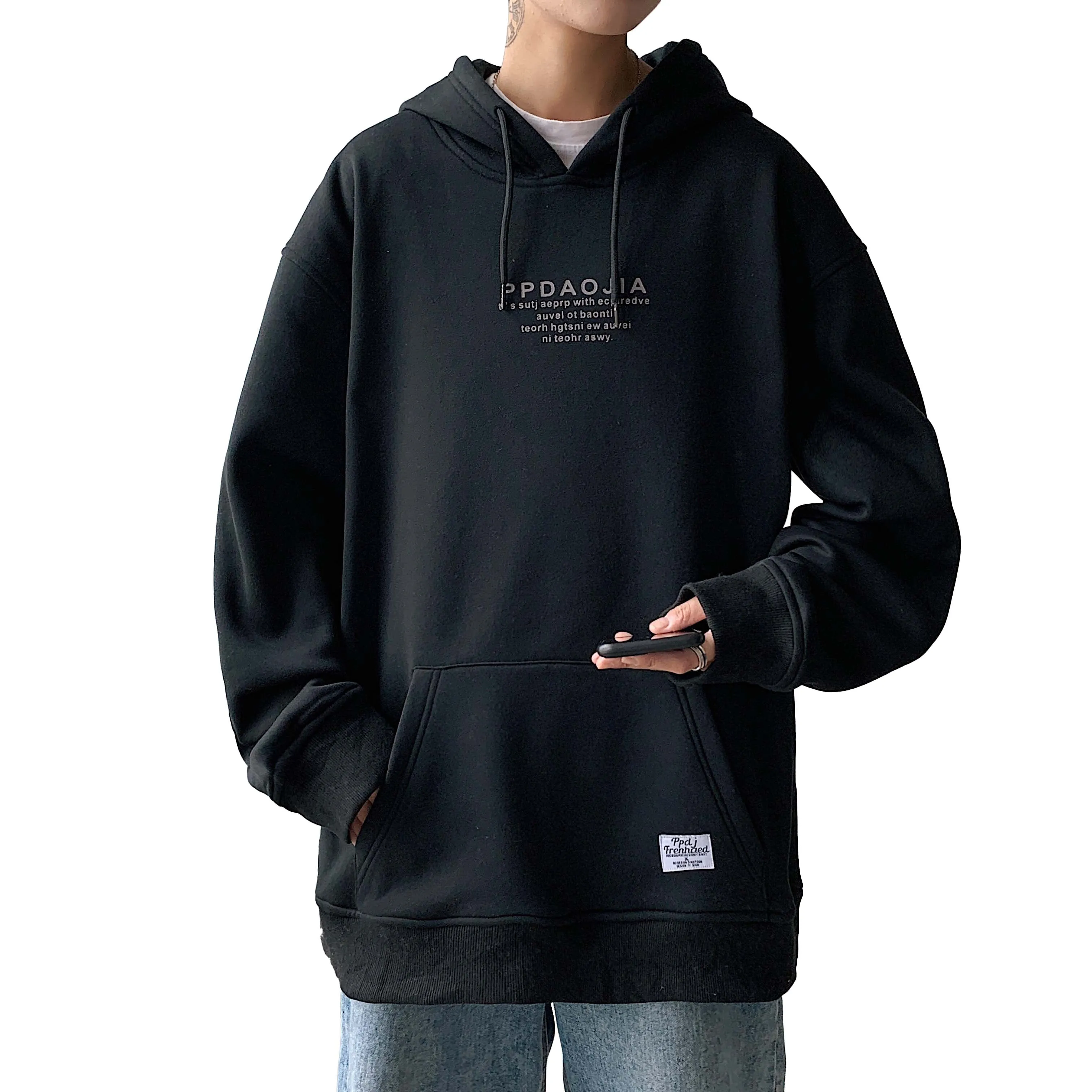 Spring Autumn 2021 Skateboard Casual New Men'S Hip HOP Hoodies Sweatshirts Streetwear One Piece Brand Black White Fashion Clothe