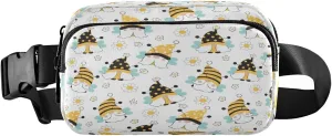 Spring Gnome Bee Flowers Belt Bag for Women Men Fanny Pack Small Waist Pouch Crossbody Bags for Outdoor Hiking Running Travel