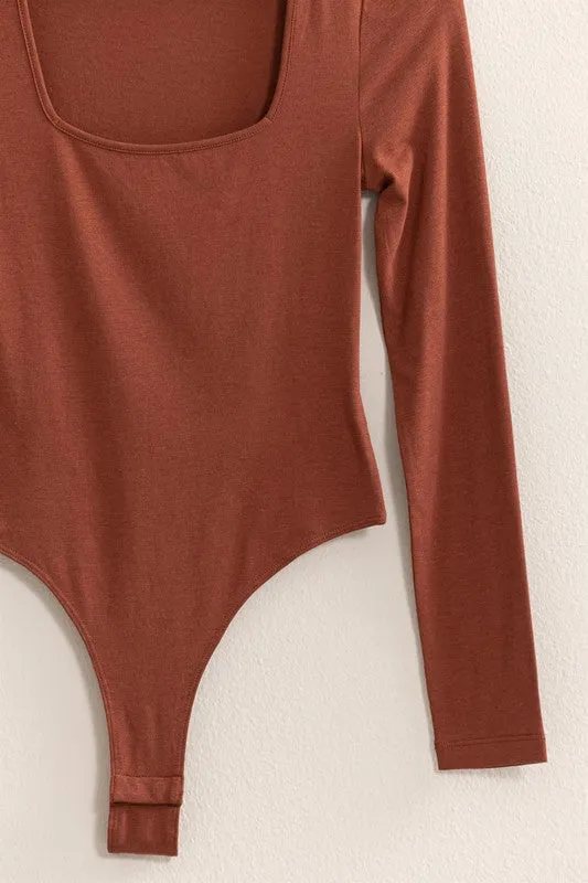 Square Neck Long Sleeve Bodysuit