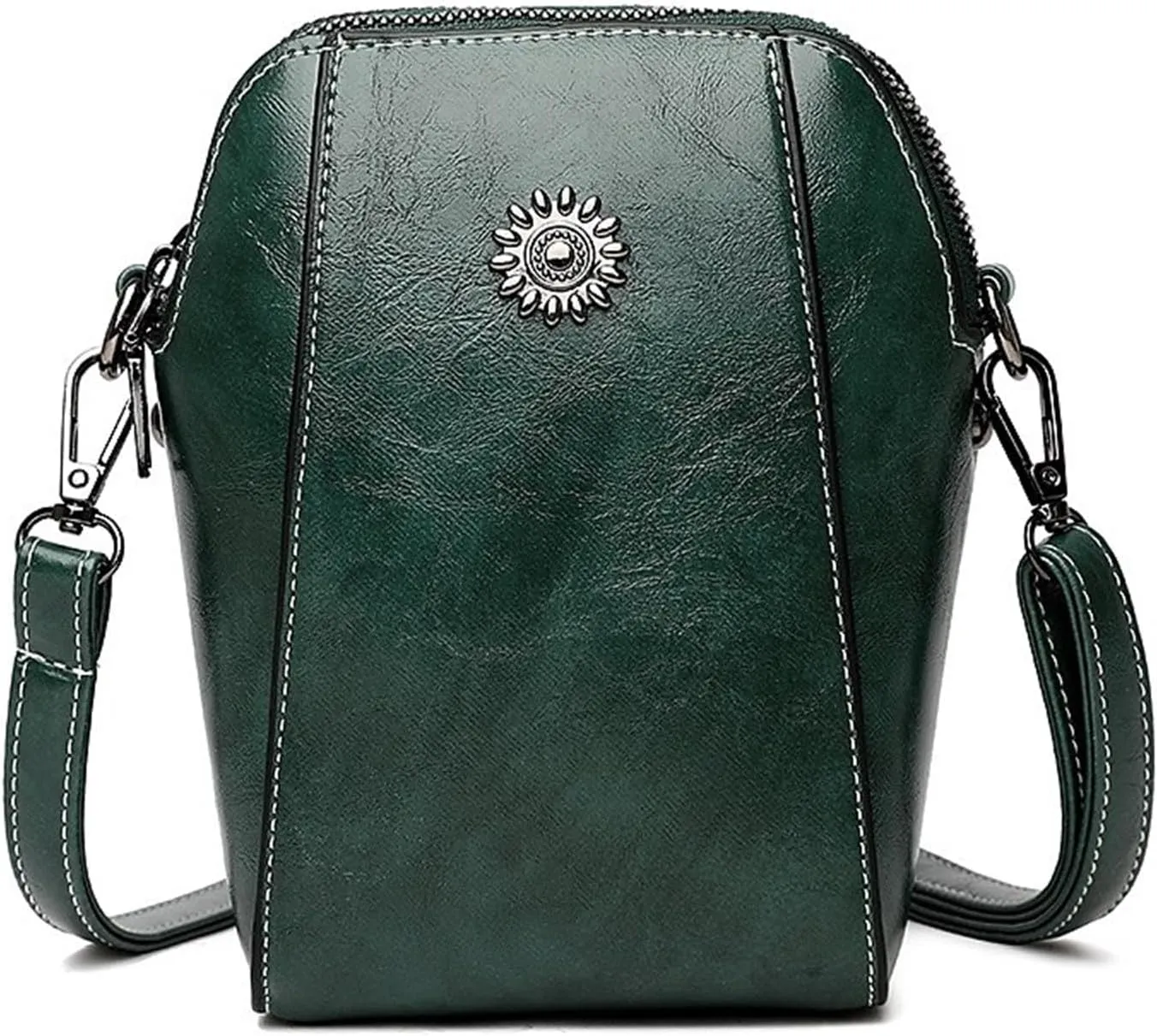 Stand Up Mobile Phone Bags Leather Clutch Bag Women's Vintage Crossbody Bag Messenger Bags Shoulder (Green, One Size)