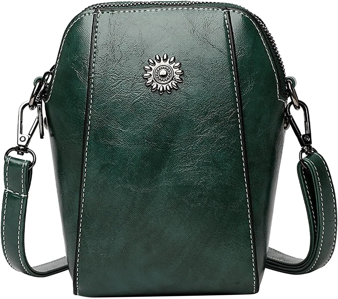 Stand Up Mobile Phone Bags Leather Clutch Bag Women's Vintage Crossbody Bag Messenger Bags Shoulder (Green, One Size)