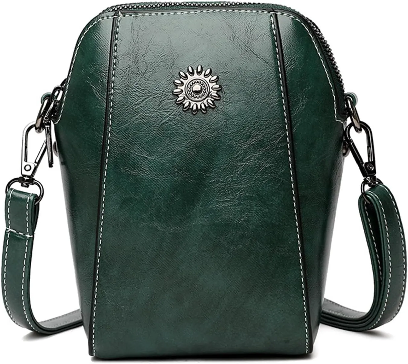 Stand Up Mobile Phone Bags Leather Clutch Bag Women's Vintage Crossbody Bag Messenger Bags Shoulder (Green, One Size)