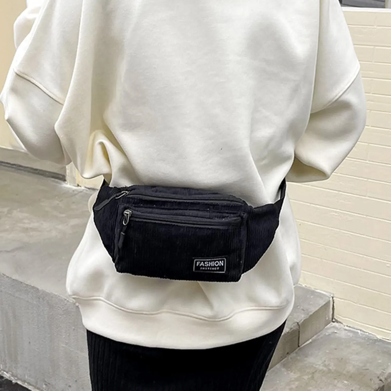 Study Materials Men Chest Bag Texture Body Small Bag Sports Waist Bags Casual Shoulder Bags For Men (Black, One Size)