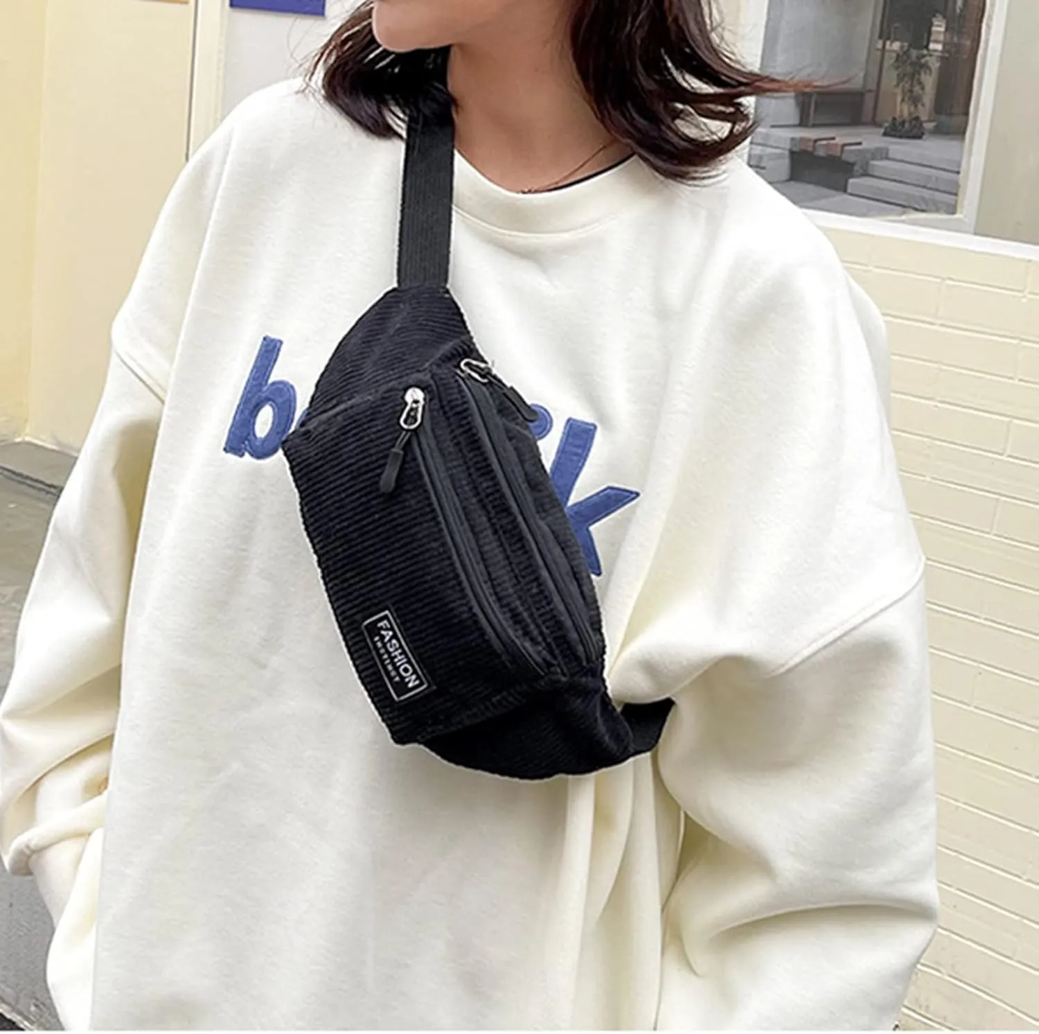 Study Materials Men Chest Bag Texture Body Small Bag Sports Waist Bags Casual Shoulder Bags For Men (Black, One Size)