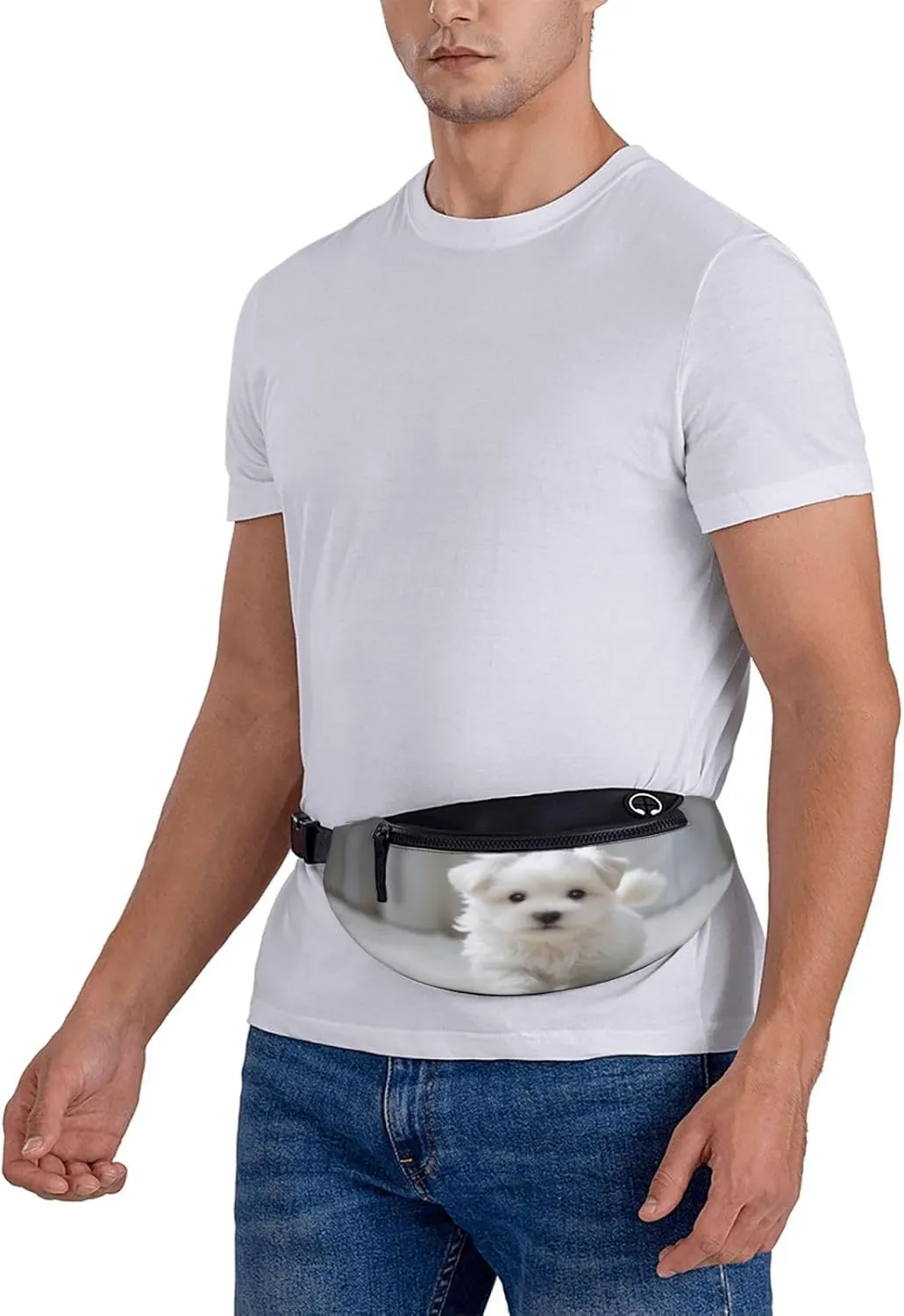 Stylish 3d Cute Puppy Dog Bumbags Waist Fanny Pack For Women Ladies Men Lightweight Bum Bag With Zip Pockets Adjustable Belt For Dog Walking Running Cycling Hiking Outdoor Sport