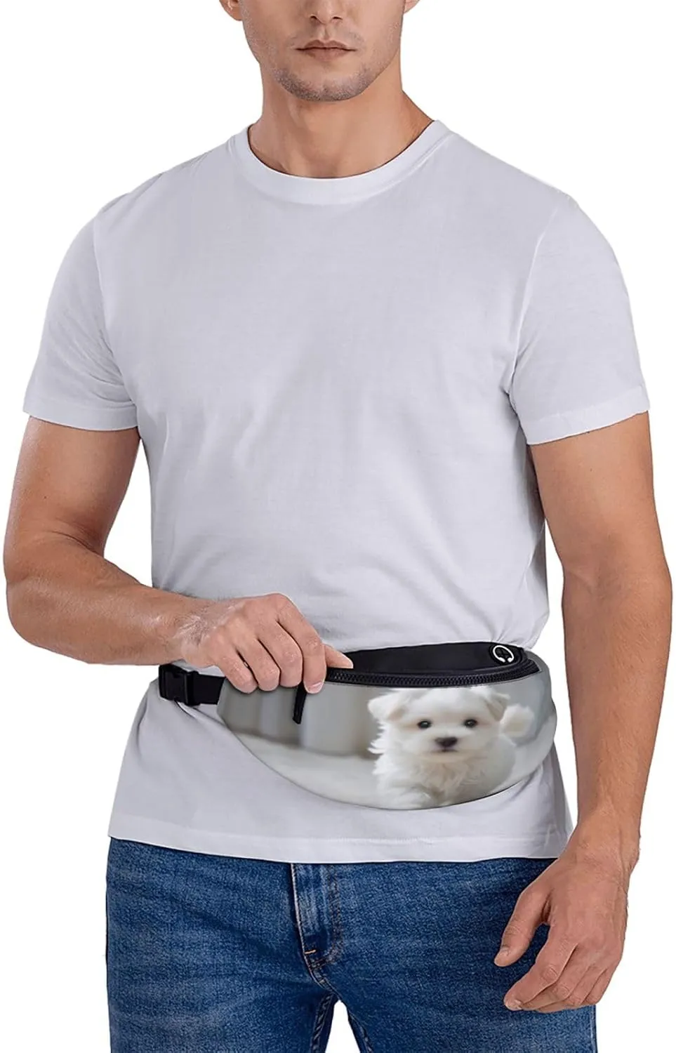 Stylish 3d Cute Puppy Dog Bumbags Waist Fanny Pack For Women Ladies Men Lightweight Bum Bag With Zip Pockets Adjustable Belt For Dog Walking Running Cycling Hiking Outdoor Sport