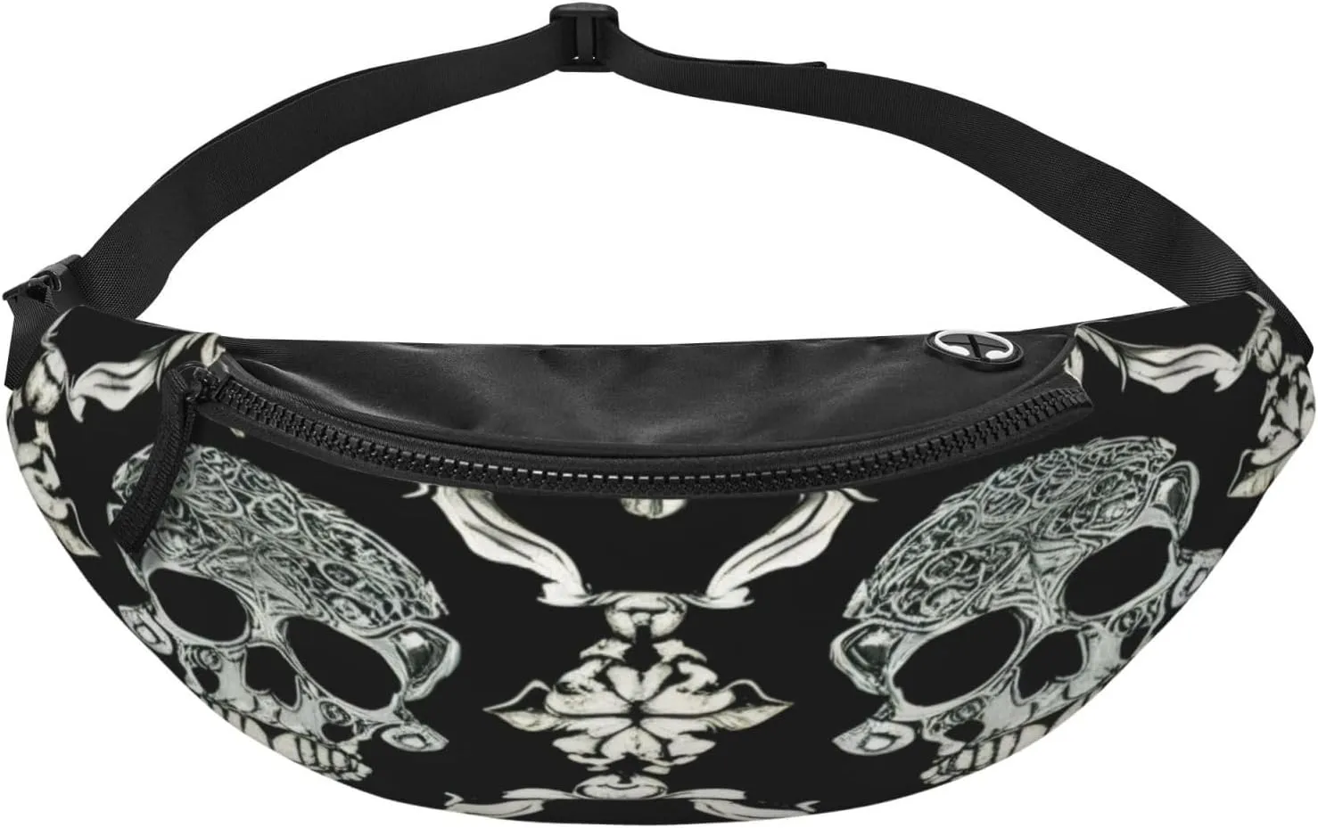 Stylish 3d Flowers Skull Bumbags Waist Fanny Pack For Women Ladies Men Lightweight Bum Bag With Zip Pockets Adjustable Belt For Dog Walking Running Cycling Hiking Outdoor Sport