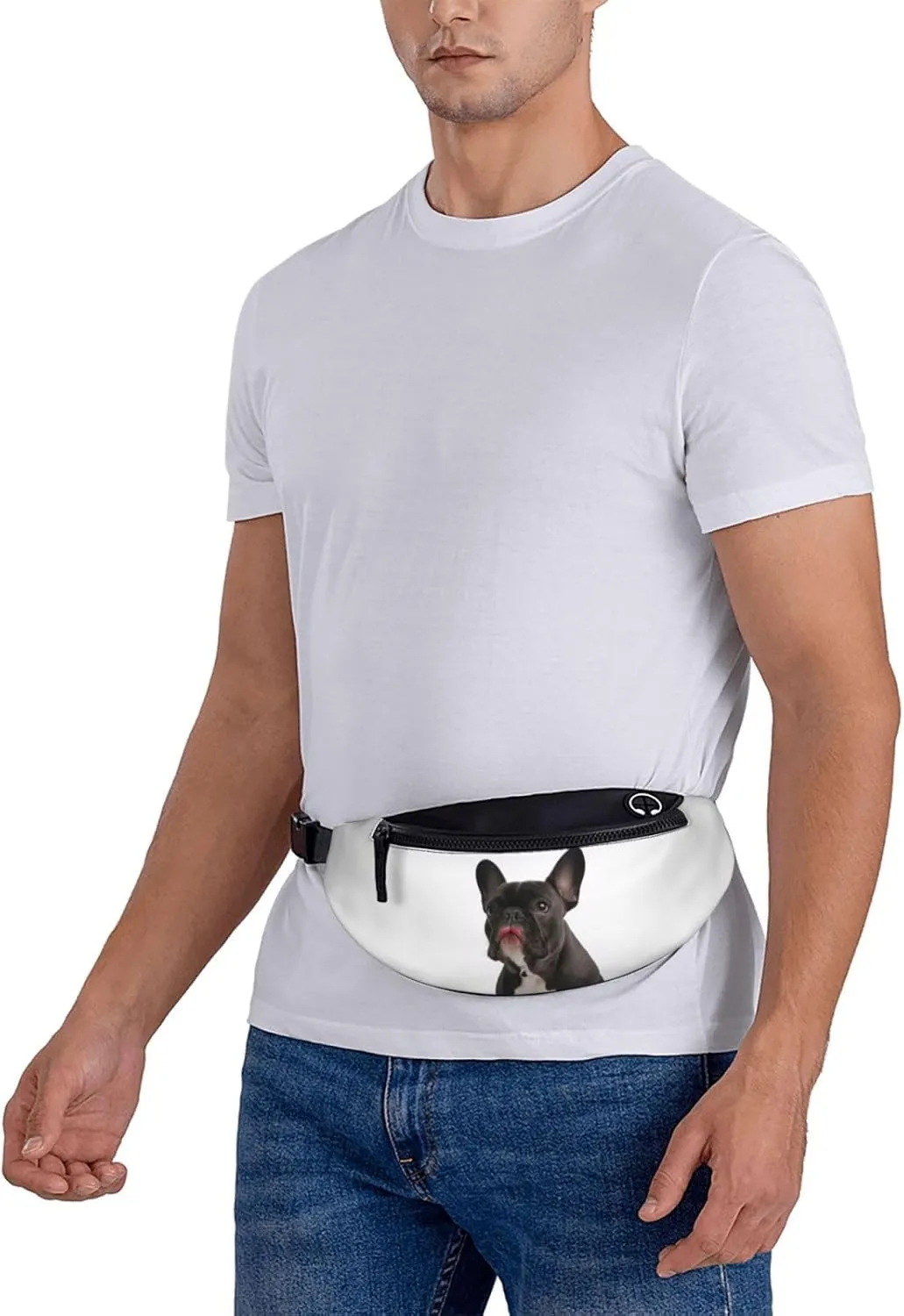 Stylish 3d French Bulldog Bumbags Waist Fanny Pack For Women Ladies Men Lightweight Bum Bag With Zip Pockets Adjustable Belt For Dog Walking Running Cycling Hiking Outdoor Sport