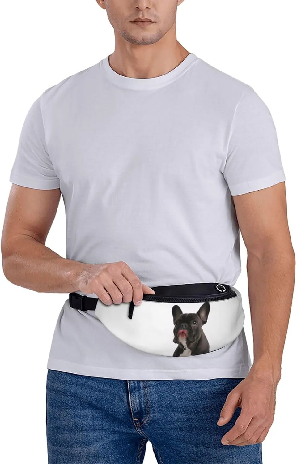 Stylish 3d French Bulldog Bumbags Waist Fanny Pack For Women Ladies Men Lightweight Bum Bag With Zip Pockets Adjustable Belt For Dog Walking Running Cycling Hiking Outdoor Sport