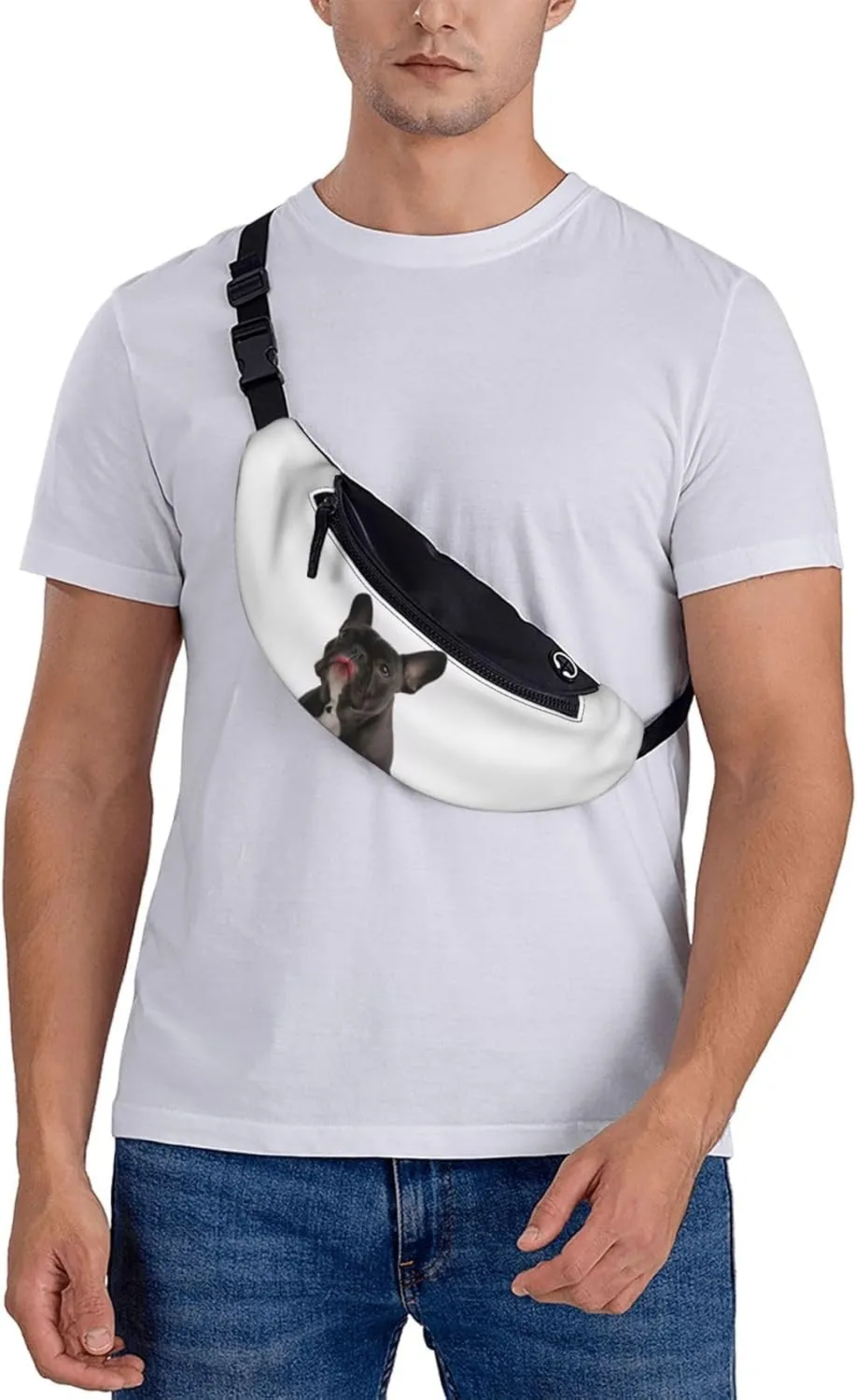 Stylish 3d French Bulldog Bumbags Waist Fanny Pack For Women Ladies Men Lightweight Bum Bag With Zip Pockets Adjustable Belt For Dog Walking Running Cycling Hiking Outdoor Sport
