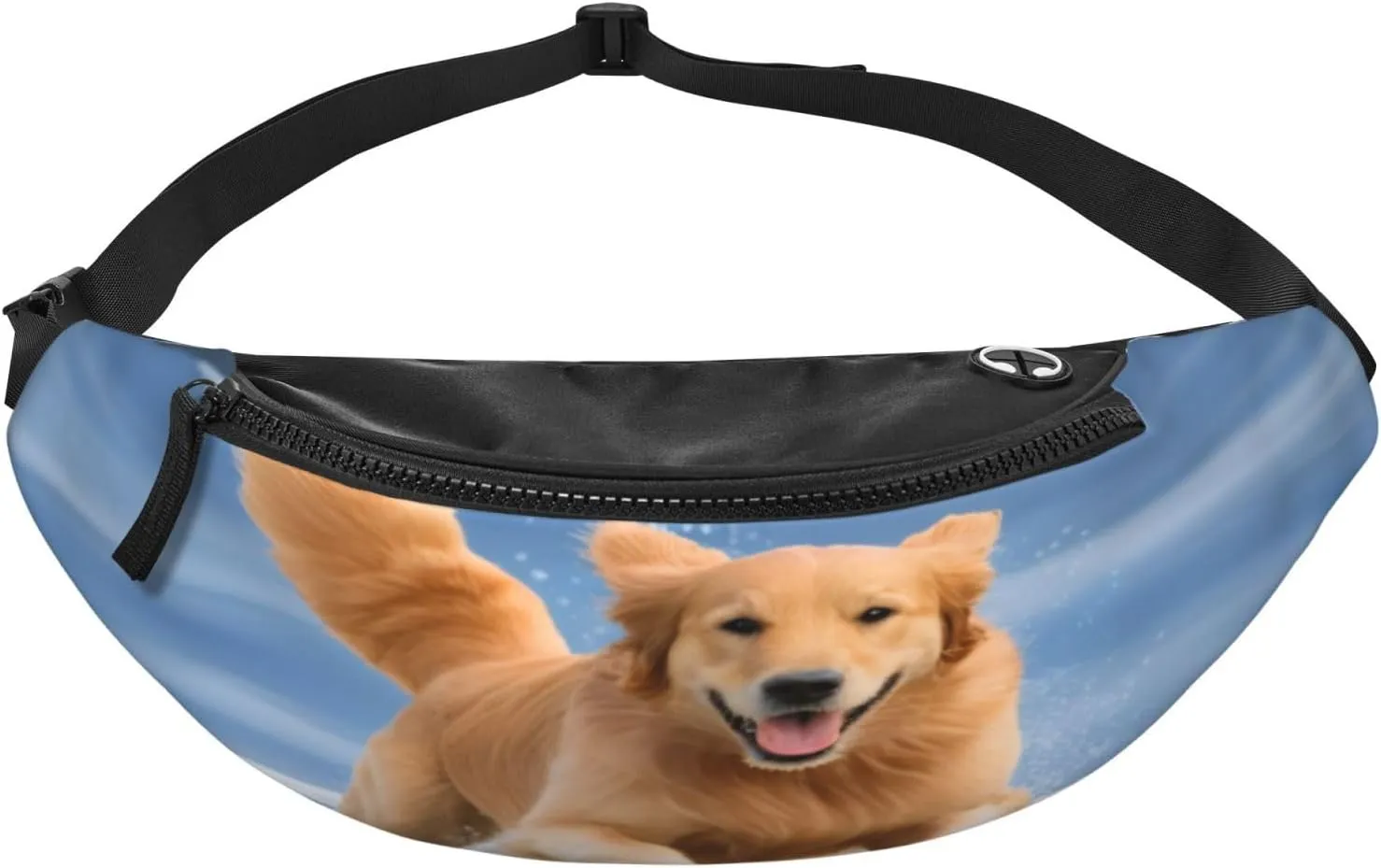 Stylish 3d Golden Retriever Dogs Bumbags Waist Fanny Pack For Women Ladies Men Lightweight Bum Bag With Zip Pockets Adjustable Belt For Dog Walking Running Cycling Hiking Outdoor Sport