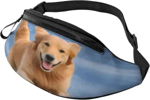 Stylish 3d Golden Retriever Dogs Bumbags Waist Fanny Pack For Women Ladies Men Lightweight Bum Bag With Zip Pockets Adjustable Belt For Dog Walking Running Cycling Hiking Outdoor Sport