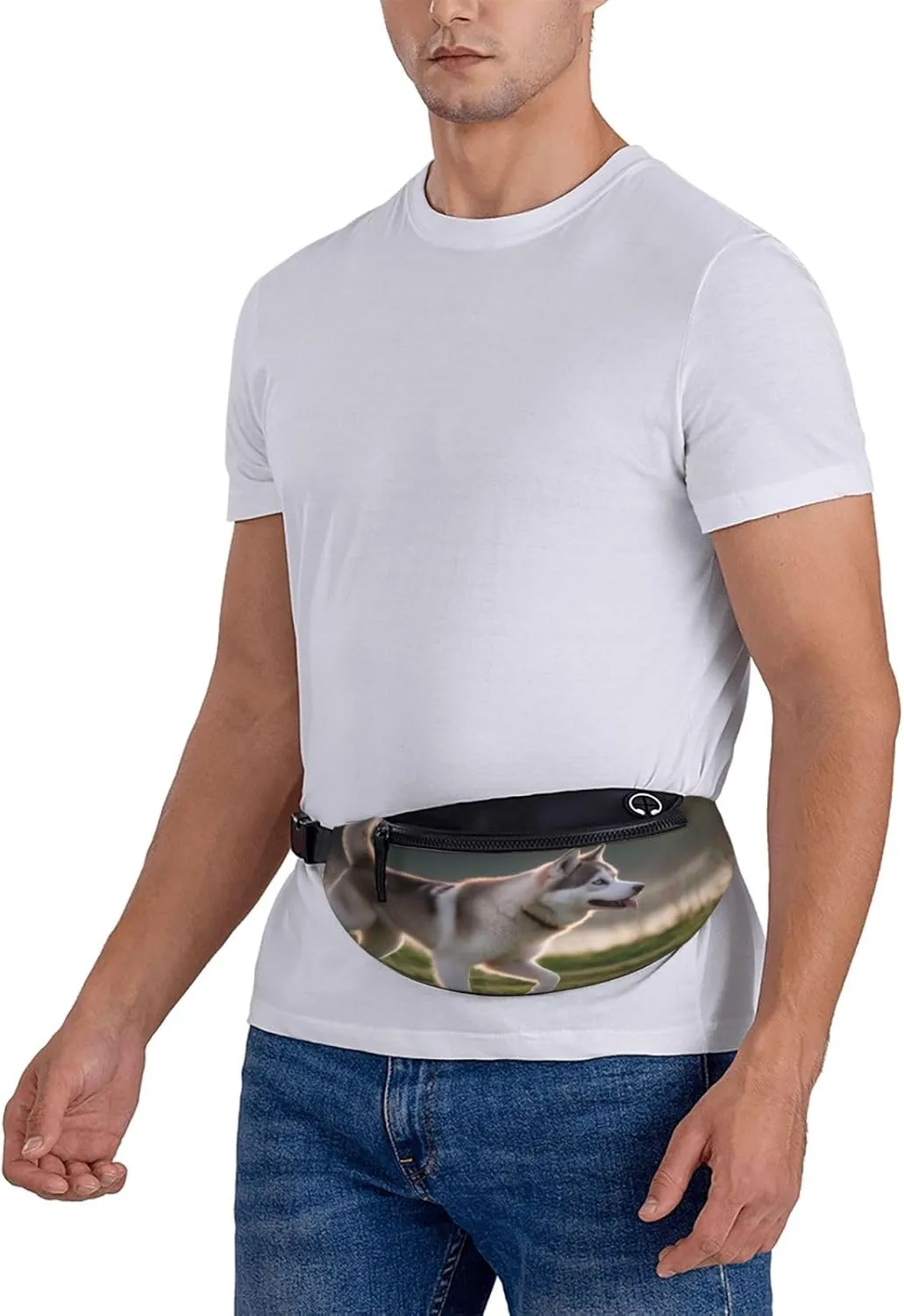 Stylish 3d Husky Dog Bumbags Waist Fanny Pack For Women Ladies Men Lightweight Bum Bag With Zip Pockets Adjustable Belt For Dog Walking Running Cycling Hiking Outdoor Sport