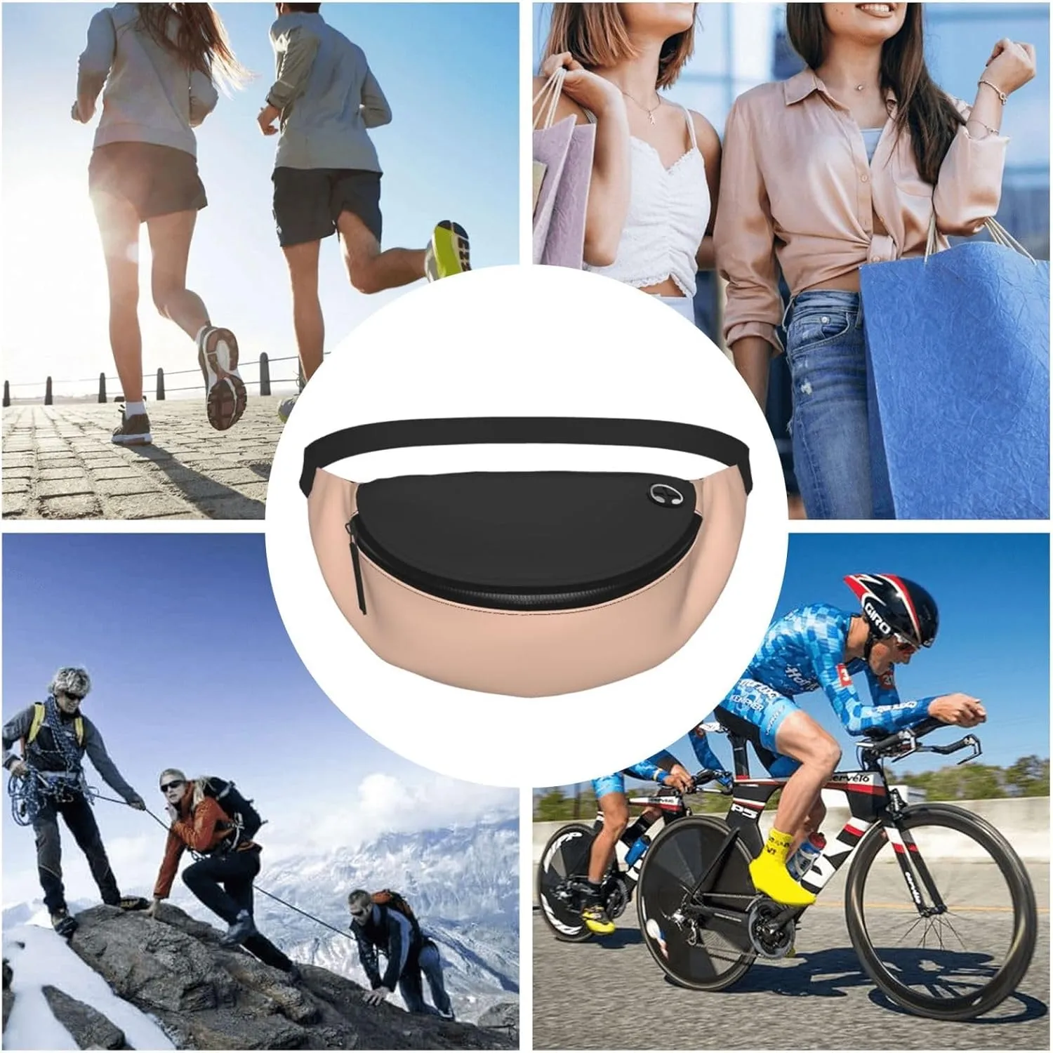 Stylish 3d Scale Pale Pink Bumbags Waist Fanny Pack For Women Ladies Men Lightweight Bum Bag With Zip Pockets Adjustable Belt For Dog Walking Running Cycling Hiking Outdoor Sport