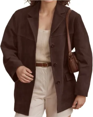 Suede Blazer Women Faux Suede Jacket Old Money Aesthetic Y2k Oversized Casual Jackets for Women 2024