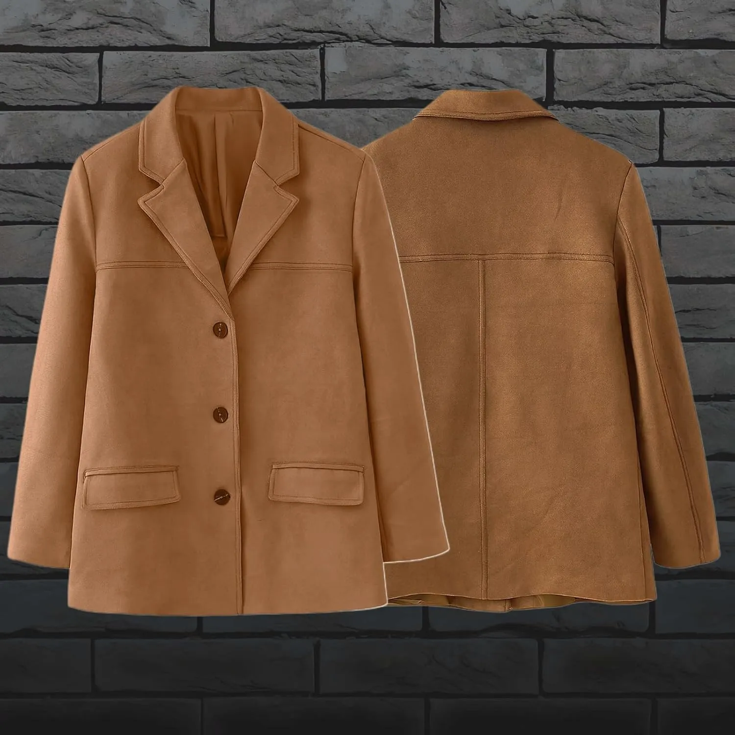 Suede Blazer Women Faux Suede Jacket Old Money Aesthetic Y2k Oversized Casual Jackets for Women 2024