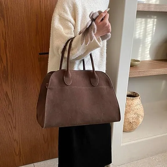 Suede Tote Bag, Women Suede Purse Tote Bag Vintage Top Handle Bag Fashion Retro Shoulder Satchel Bag