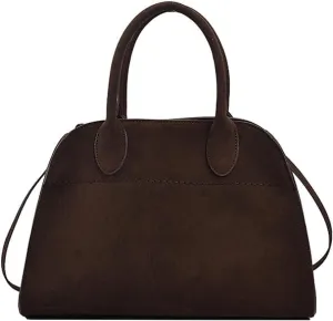 Suede Tote Bag, Women Suede Purse Tote Bag Vintage Top Handle Bag Fashion Retro Shoulder Satchel Bag