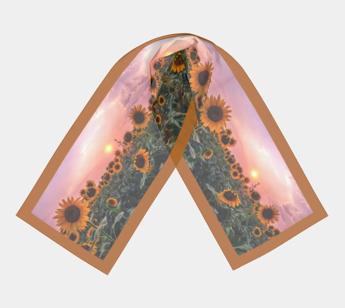 Sunflowers Pretty in Pink Sunset Golden Scarf