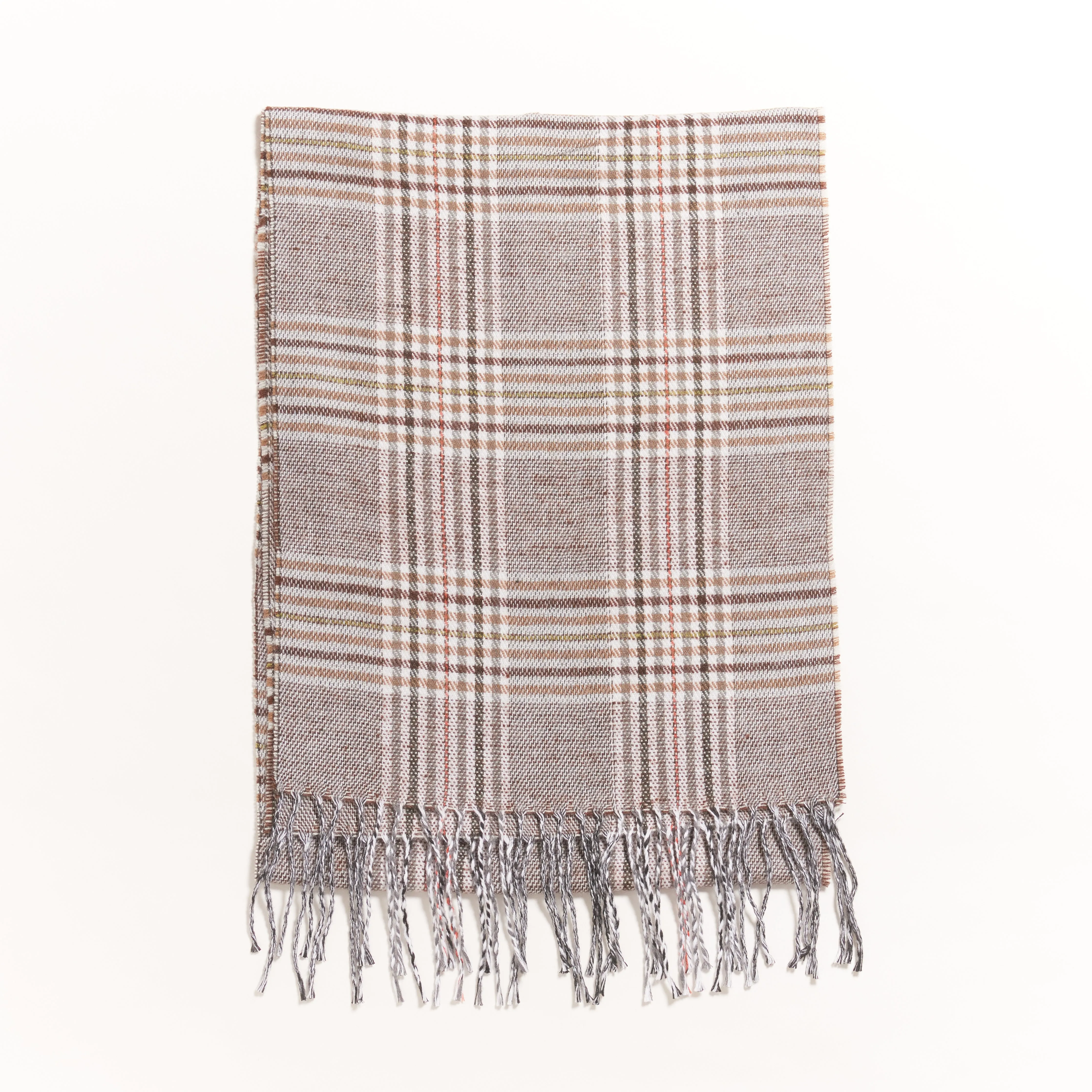 tartan plaid, scarf in brown
