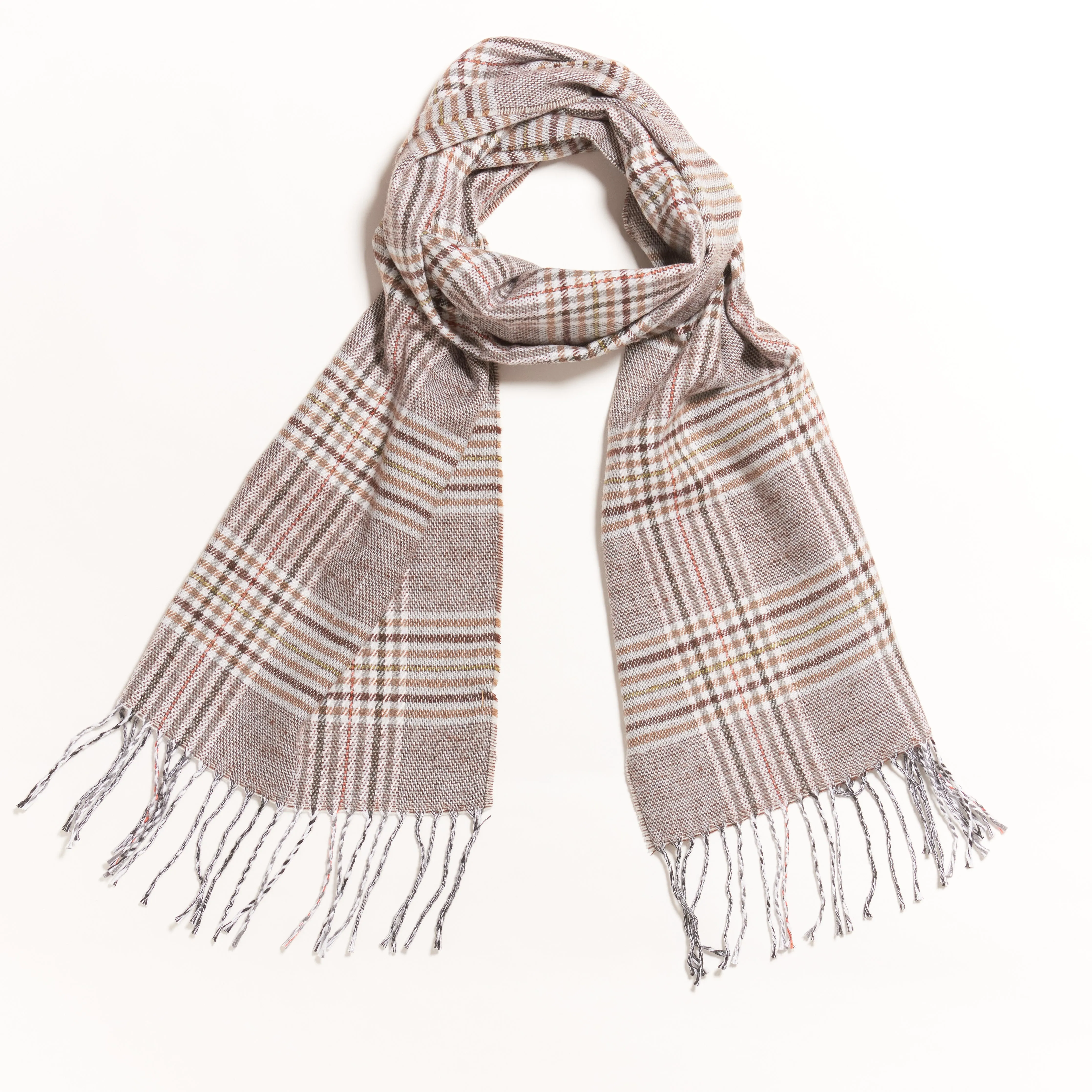 tartan plaid, scarf in brown