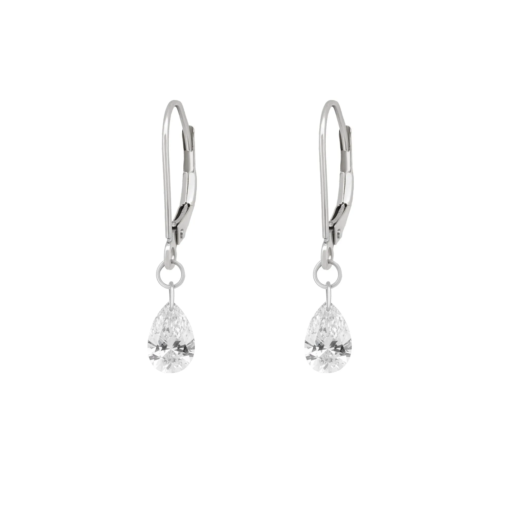 Teardrop Diamond Earrings - 14k White Gold