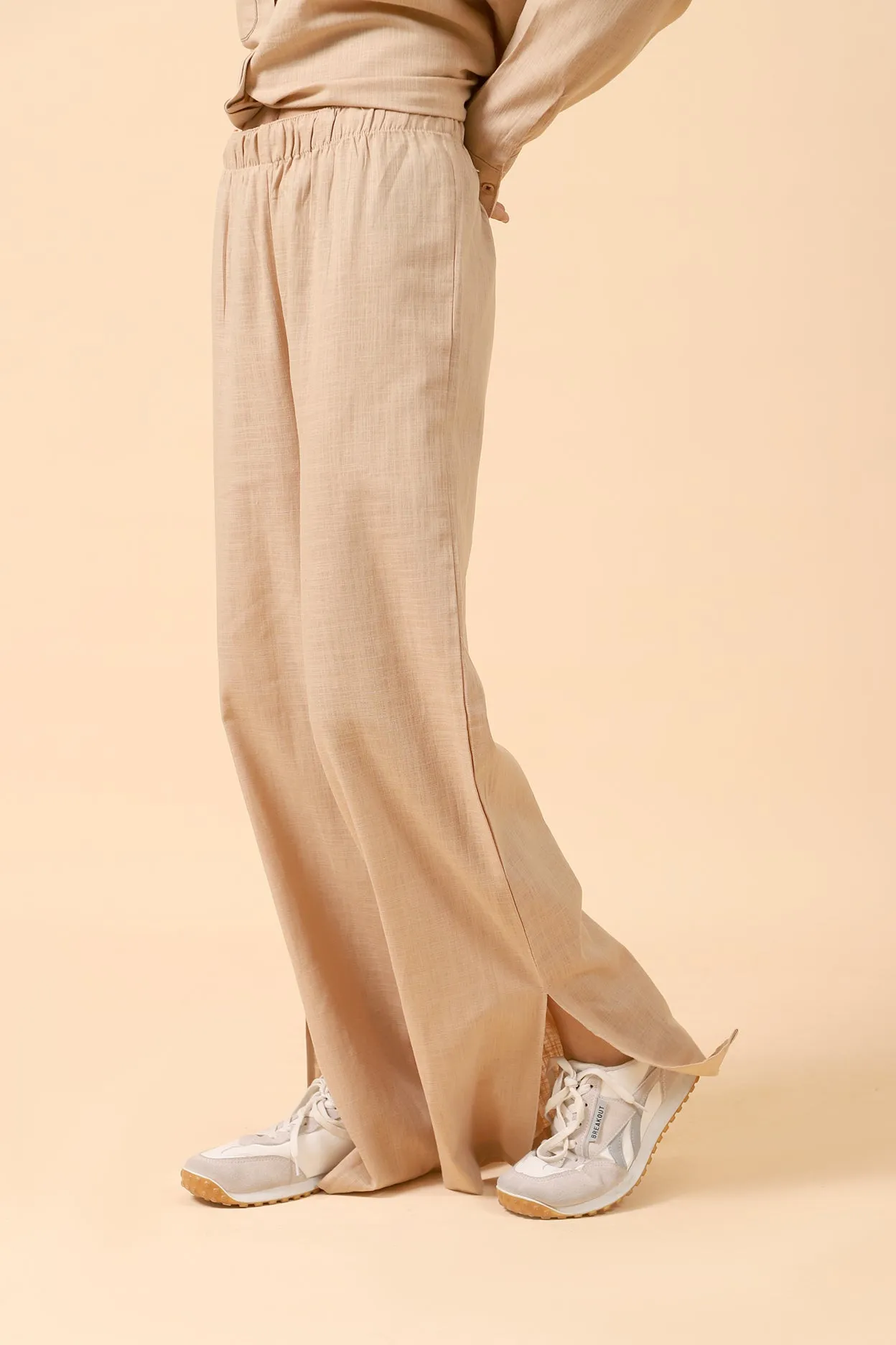 TEXTURED COTTON TROUSERS