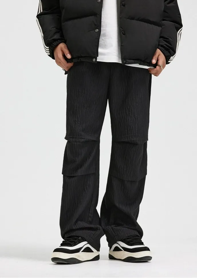 Textured Wide-Leg Trousers