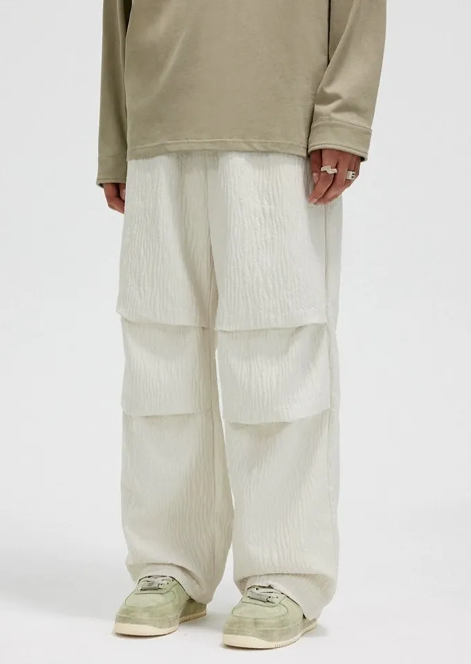 Textured Wide-Leg Trousers