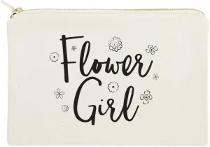 The Cotton & Canvas Co. Flower Girl Wedding Cosmetic Bag, Bridal Party Gift and Travel Make Up Pouch