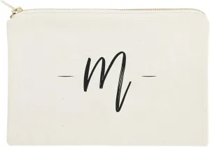 The Cotton & Canvas Co. Personalized Handwritten Monogram M Cosmetic Bag and Travel Make Up Pouch