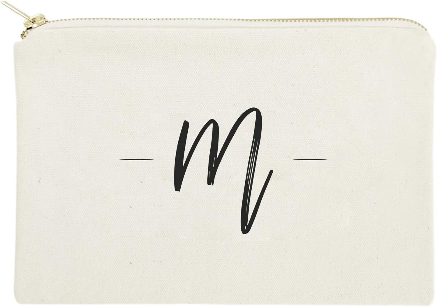 The Cotton & Canvas Co. Personalized Handwritten Monogram M Cosmetic Bag and Travel Make Up Pouch
