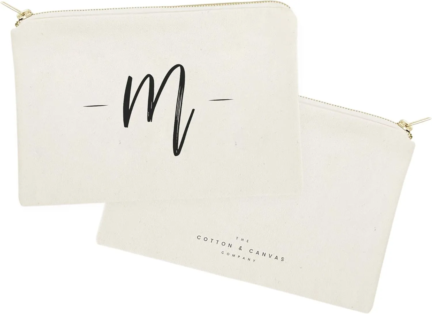 The Cotton & Canvas Co. Personalized Handwritten Monogram M Cosmetic Bag and Travel Make Up Pouch