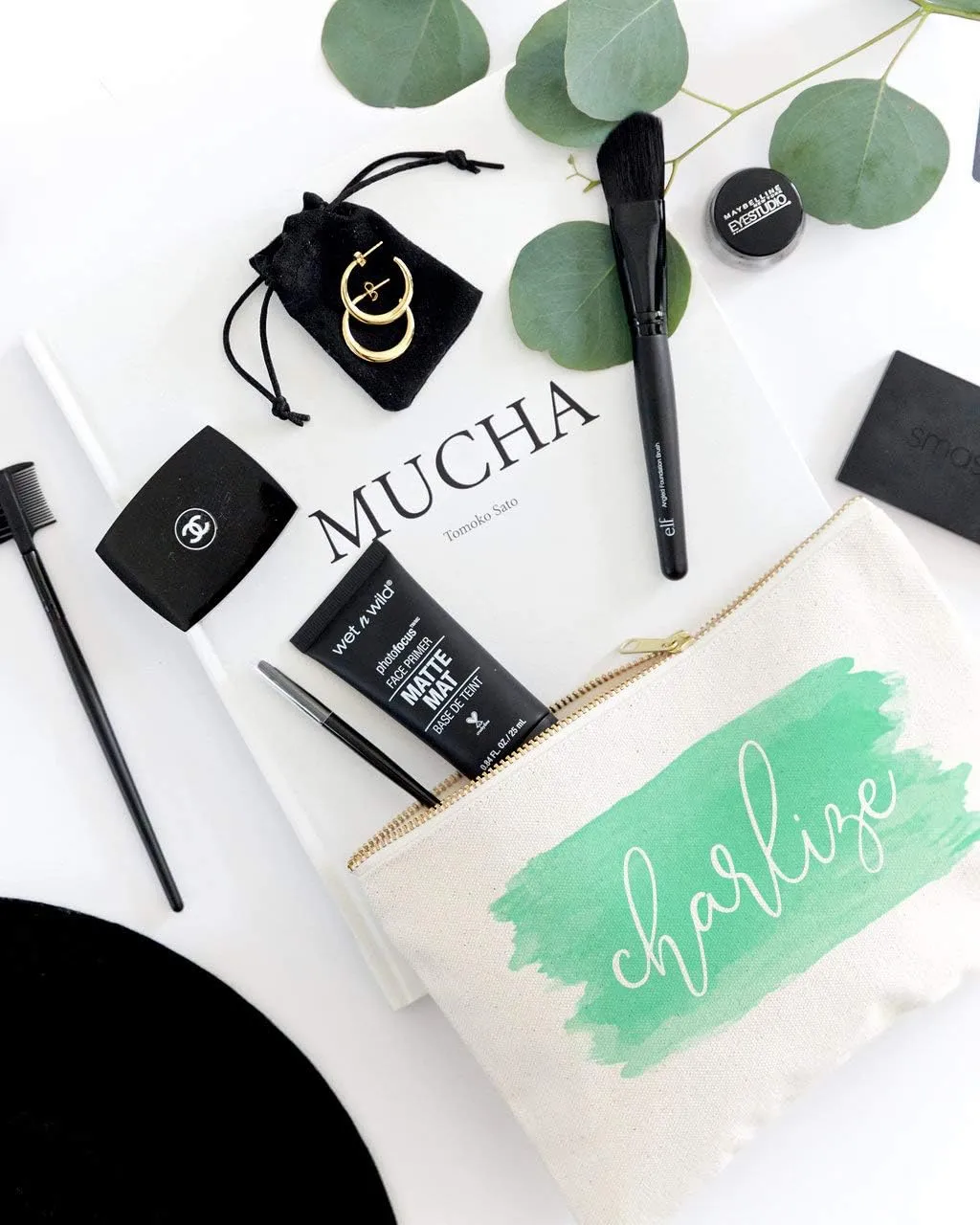 The Cotton & Canvas Co. Personalized Name Aqua Watercolor Cosmetic Bag and Travel Make Up Pouch