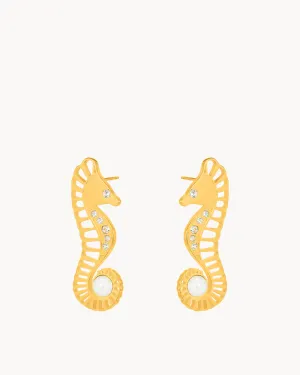 Timeless Pearl Statement Seahorse Earrings