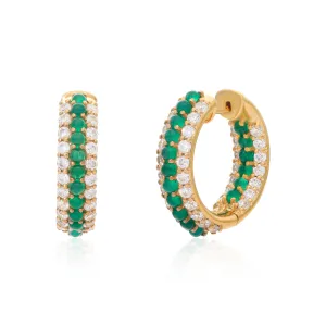 Timeless Sparkle Hoops - Green Onyx