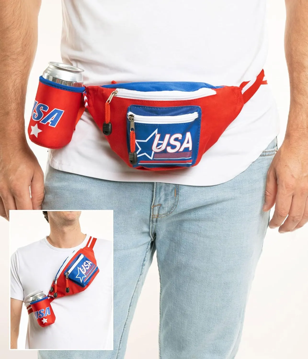 Tipsy Elves American Flag Fanny Packs for July 4th BBQs and Summer Pool Parties