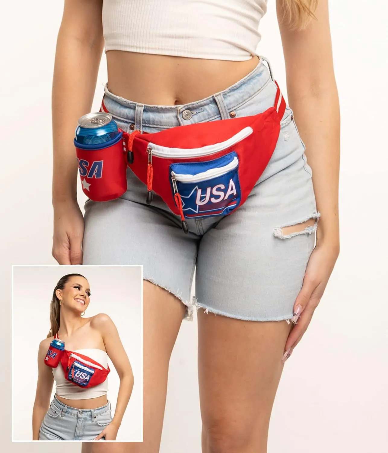Tipsy Elves American Flag Fanny Packs for July 4th BBQs and Summer Pool Parties