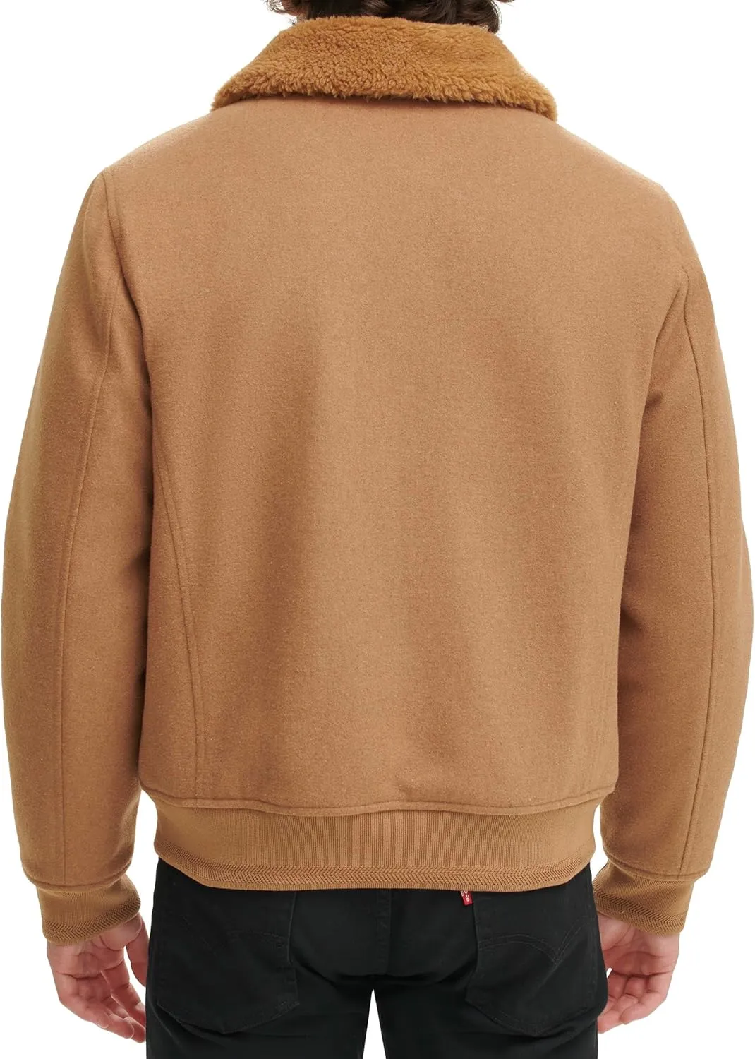 Tommy Hilfiger Men's Wool Blend Bomber Jacket with Faux Fur Collar